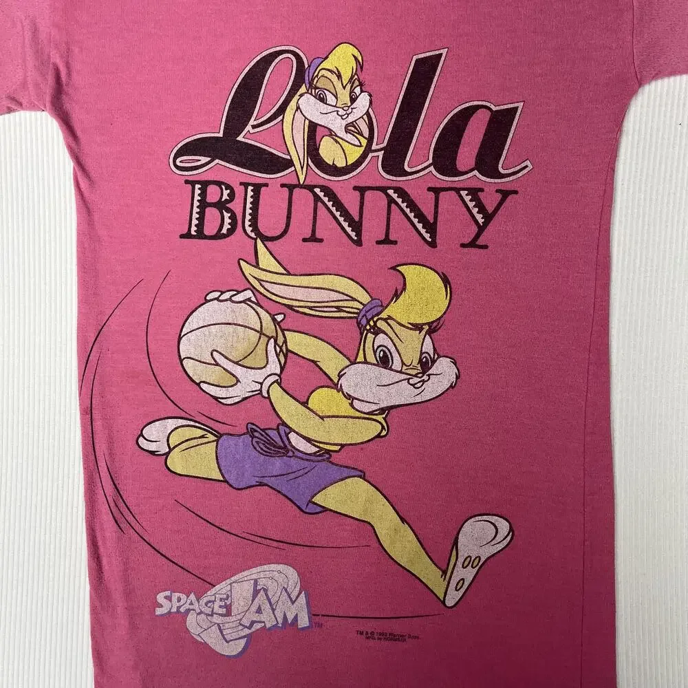Vintage Warner Bros Lola Bunny Space Jam Sleepshirt Girls S Pink Graphic 90s